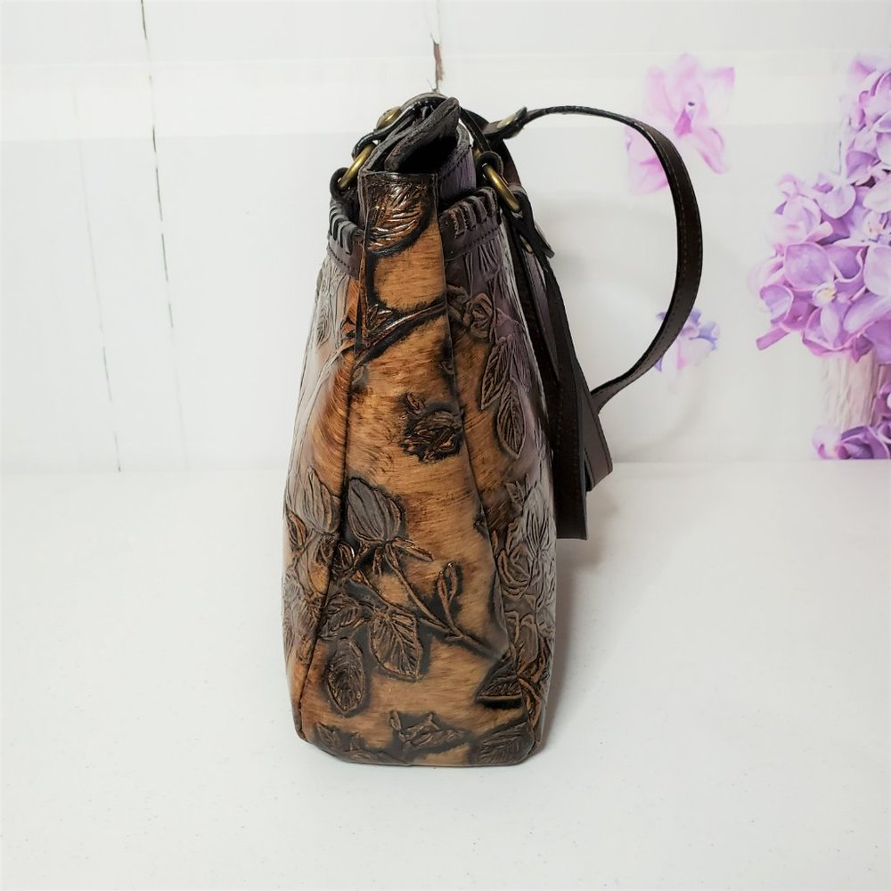 *SOLD* Patricia Nash Floral Poppy Florence Embossed Leather Shoulder Bag Tote - Picture 12 of 14